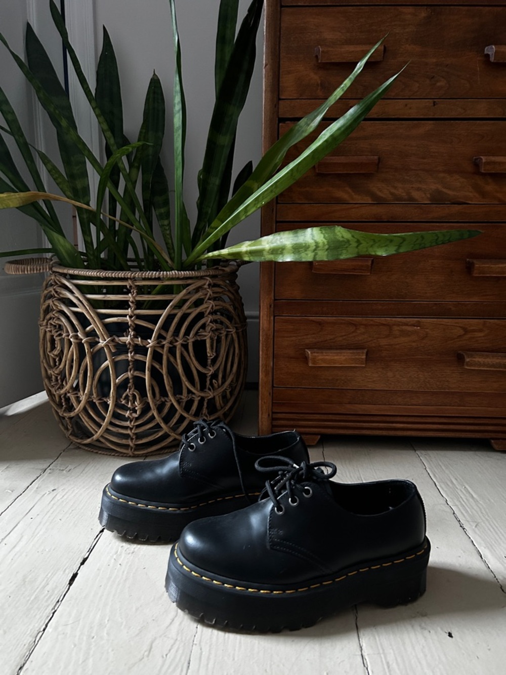 Dr. Marten’s 1461 Smooth Leather Platform Shoes